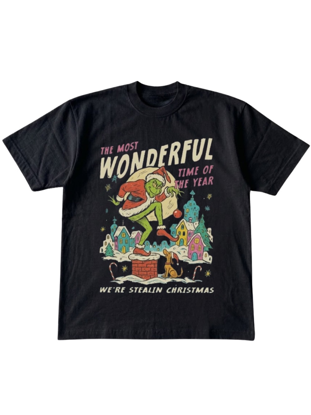 Gildan Christmas Holiday Grinch Graphic T-Shirt - Black